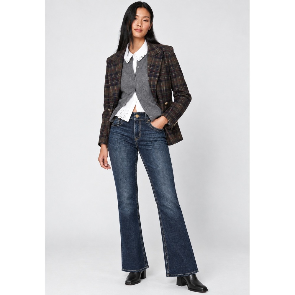KUT from the Kloth Natalie High Rise Bootcut Jeans Dark Wash Contrast Stitch 4